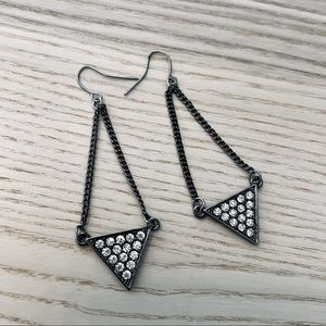 Gunmetal Silver Earrings with Crystals